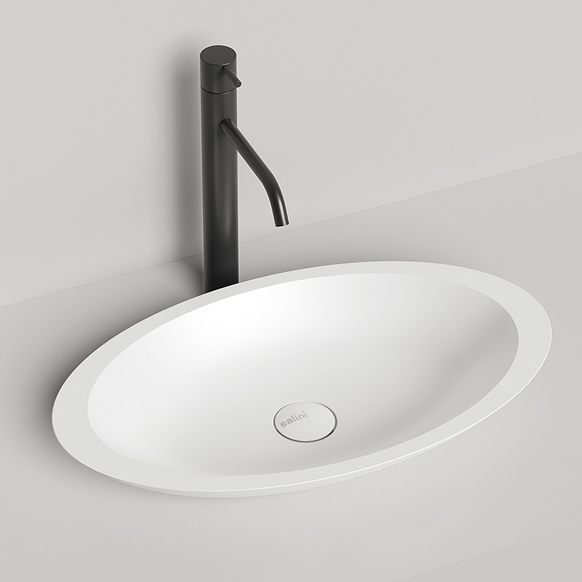 Изображение Белая раковина из искусственного камня Salini Callista 102 58x35 см 1101102G