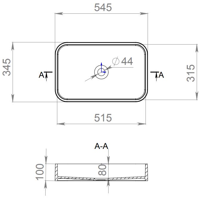 Белая прямоугольная раковина Salini Callista104 55х35 см 1101104G ФОТО