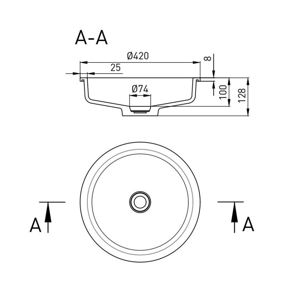 Белая встраиваемая раковина Salini Marea 04 42х42 1802204M ФОТО