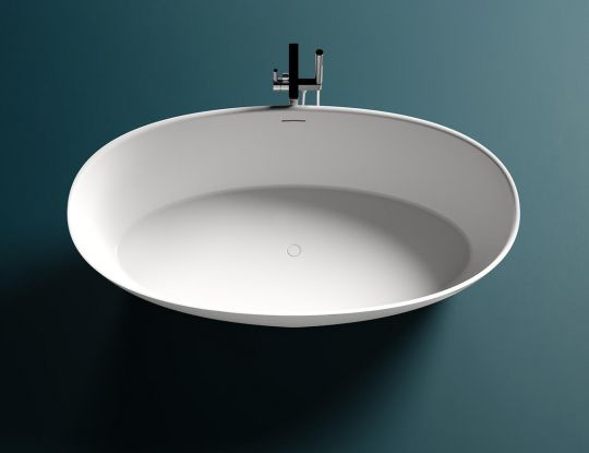 Белая отдельностоящая каменная ванна Salini Alda Nuova 160х70 101914G