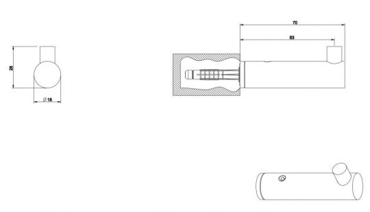 Крючок для полотенец в ванную комнату Gessi Riflessi 37421 хром схема 2
