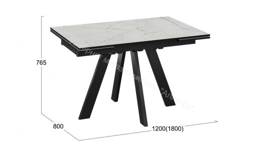 Стол обеденный «Джаггер» Тип 3 Черный муар, Бежевый мрамор