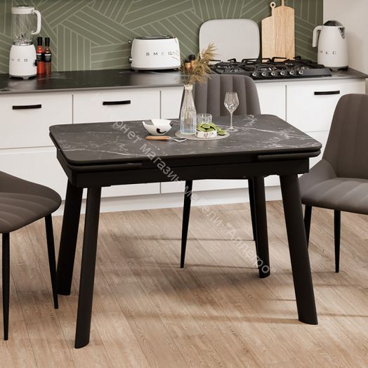 Стол обеденный «Джойс» Тип 1 Черный муар, Керамика матовая черный мрамор