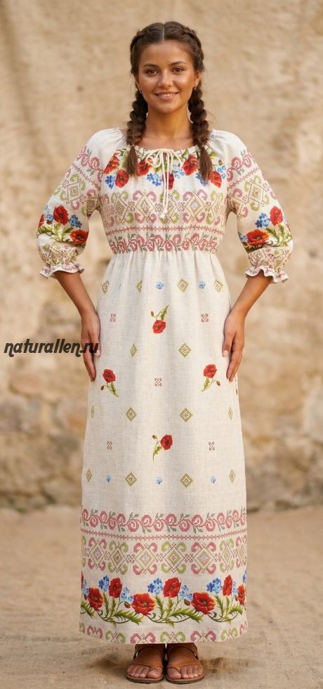 Платье народное (рогожка)