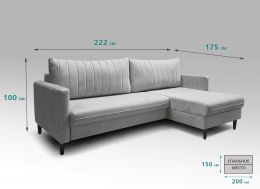Диван угловой Страйп НПБ (ш2220*г1750*в1000мм) вивальди 14