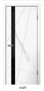 LINE 02 (Вайт / бетон светлый) Кромка черная ПВХ с 2-х сторон . Вставка : стекло черный лакобель.