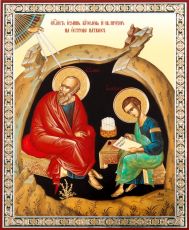 Икона Иоанн Богослов и Прохор (Печать на холсте на деревяной основе 2-3см)(20056)