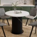 Стол обеденный раздвижной «Эридан» Тип 1 Черный муар, Стекло глянцевое белое