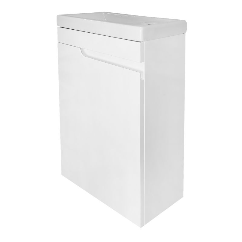 Комплект Тумба Azario KANTRI 45 450х250х775 подвесная, с раковиной, левая, белый глянец CS00097244