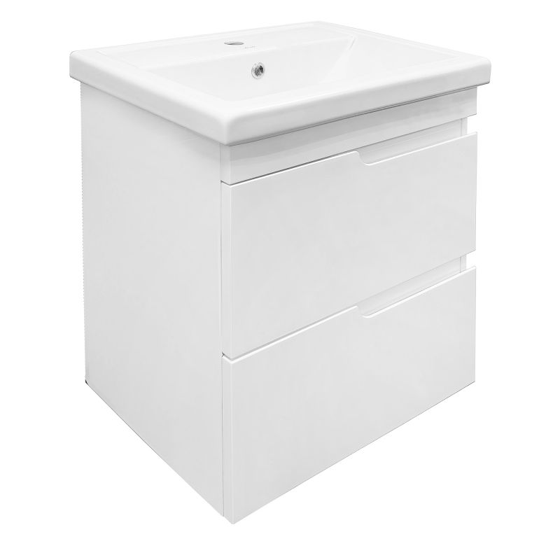 Комплект Тумба Azario KANTRI 60/2 605х405х650 подвесная, с раковиной, белый глянец CS00097248