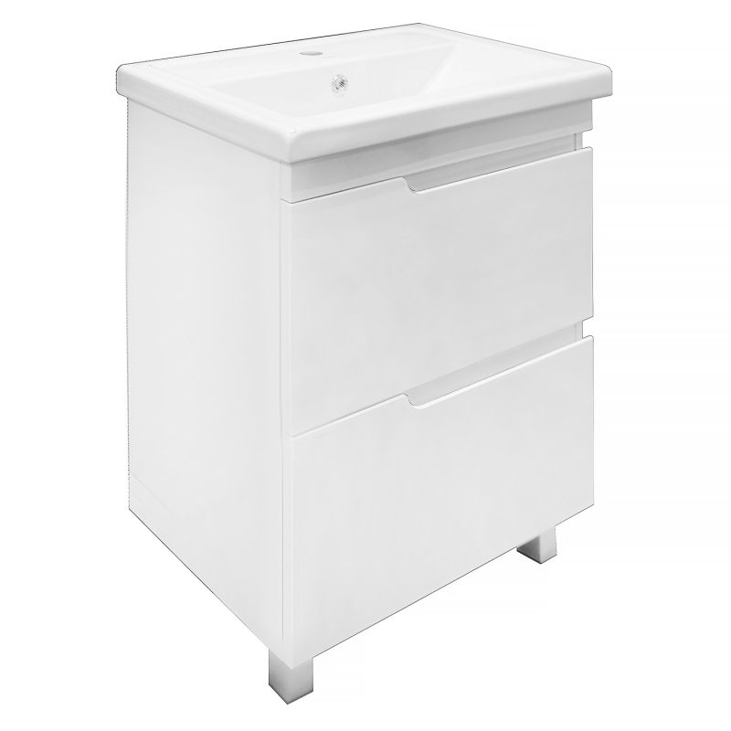 Комплект Тумба Azario KANTRI 60/2Н 605х405х870 напольная, с раковиной, белый глянец CS00097250