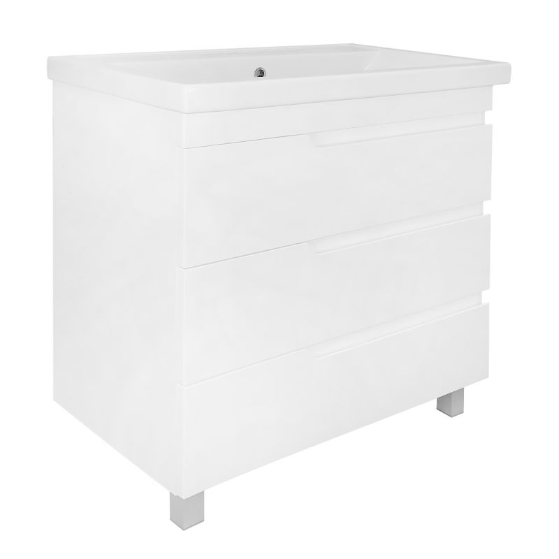Комплект Тумба Azario KANTRI 80/3Н 800х460х870 напольная, с раковиной, белый глянец CS00097257