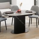 Стол обеденный раздвижной «Эридан» Тип 2 Черный муар, Керамика матовая серый мрамор