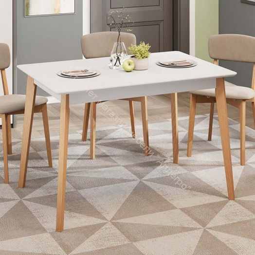 Стол обеденный «Ливерпуль» Тип 3 - Б-293 Белый матовый, Натуральное дерево
