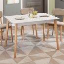 Стол обеденный «Ливерпуль» Тип 3 - Б-293 Белый матовый, Натуральное дерево