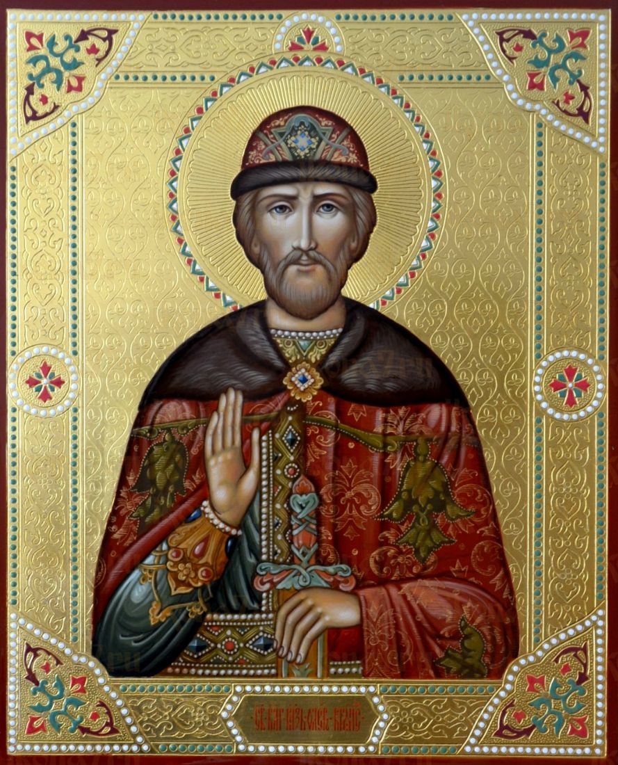 Рукописная икона Олег князь Рязанский на липовой доске (ктг9-22195)