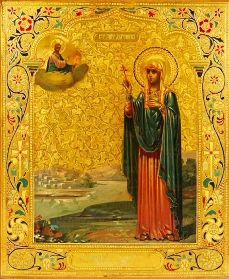 Рукописная икона Антонина Никейская на липовой доске (ктг9-22263)