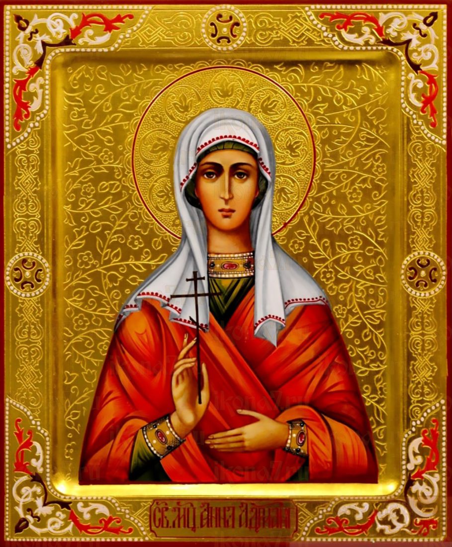 Рукописная икона Анна Адрианопольская на липовой доске (ктг9-22266)