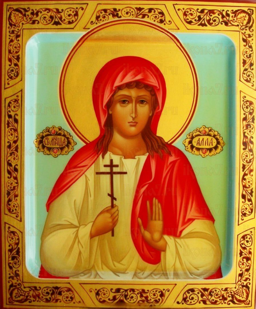 Рукописная икона Алла Готфская на липовой доске (ктг4-22291)