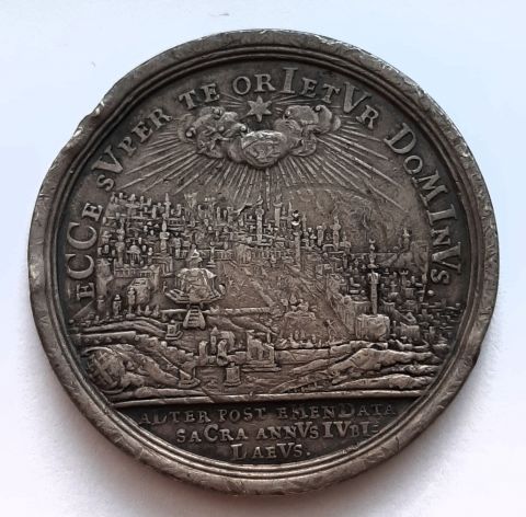 1 талер медаль 1717 Нюрнберг Мартин Лютер 44 мм Серебро Иерусалим