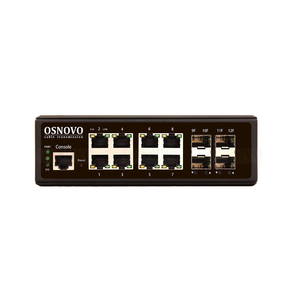 Промышленный коммутатор OSNOVO SW-70804/IL Управляемый 12-ports, SW-70804/IL