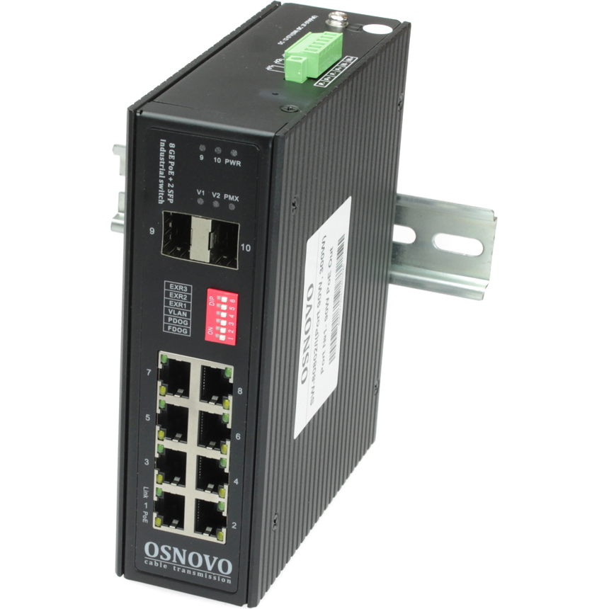 Промышленный коммутатор OSNOVO SW-80802/I 8-PoE Неуправляемый 10-ports, SW-80802/I(Port 90W 300W)