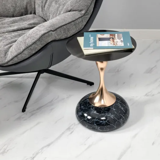 Кофейный столик Angel 40x55см, чёрный мрамор, металл