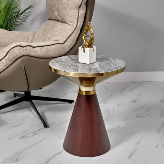 Кофейный столик Vision диам.40см x 54см, металл под дерево, керамика