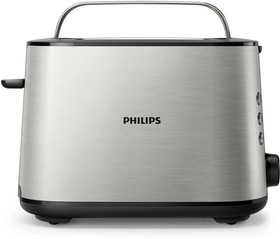 Тостер Philips HD2650/90 Viva Collection на 2 ломтика, широкий слот, металлический, 950Вт серебристый