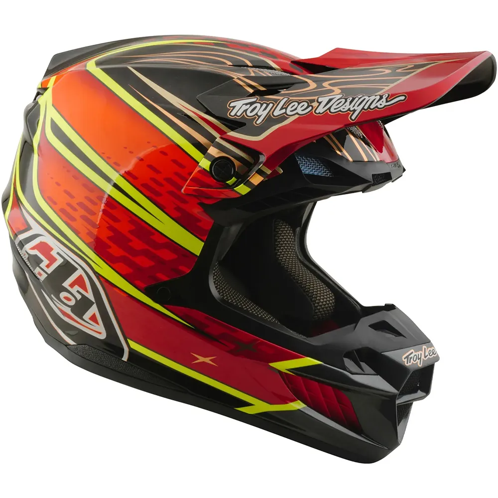 Troy Lee Designs SE5 ECE Carbon Wings Red (2026) шлем для мотокросса и эндуро