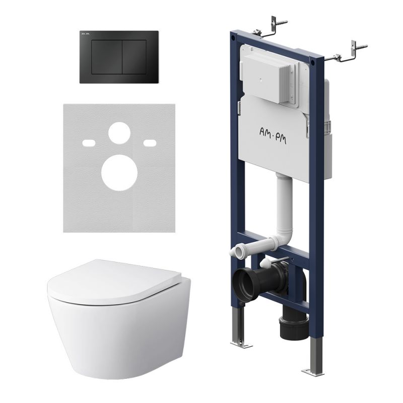 Комплект инсталляции AM.PM MasterFit унитаз X-Joy Aquaspin, клавиша черная IS130238.851900