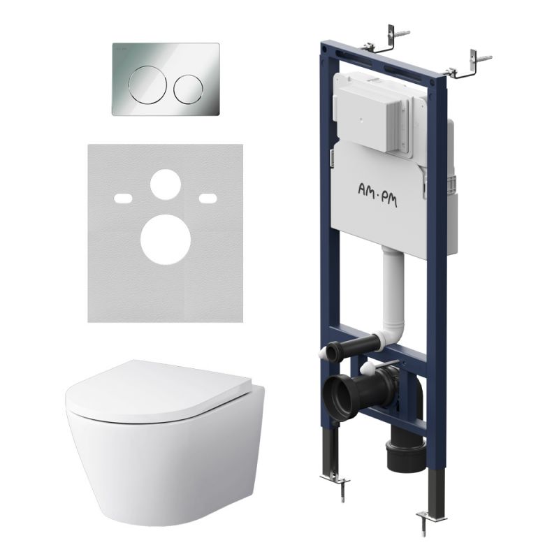 Комплект инсталляции AM.PM MasterFit унитаз X-Joy Aquaspin, клавиша хром IS130151.851900