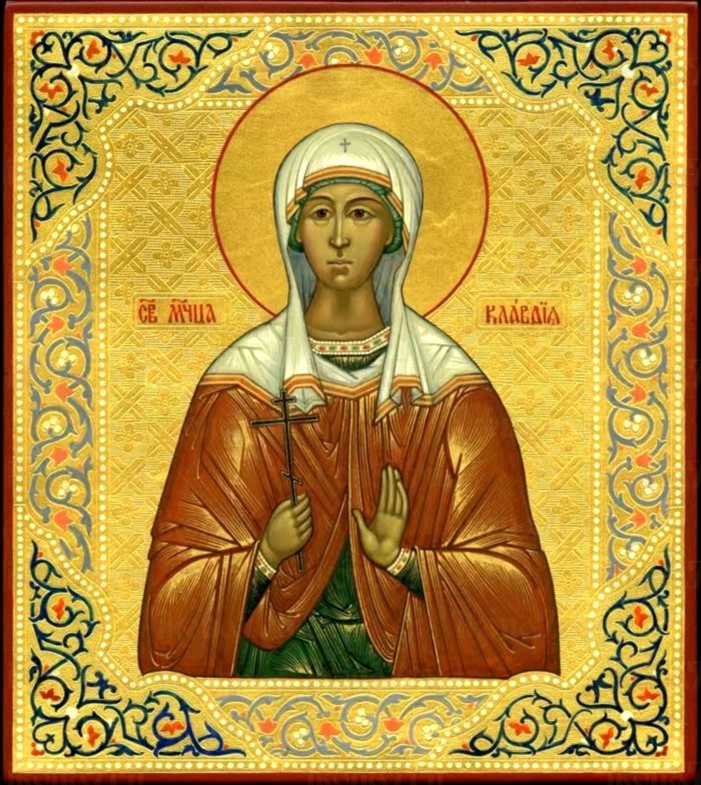 Клавдия Анкирская икона рукописная на липовой доске (22488)