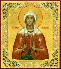 Клавдия Анкирская икона рукописная на липовой доске (22488)