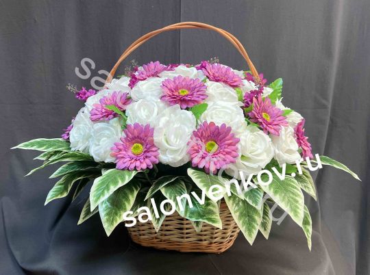 Ритуальная корзина из искусственных цветов N40, РАЗМЕР 50см