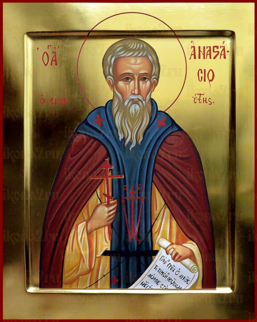 Анастасий I Синаит рукописная Икона на липовой доске (22599)
