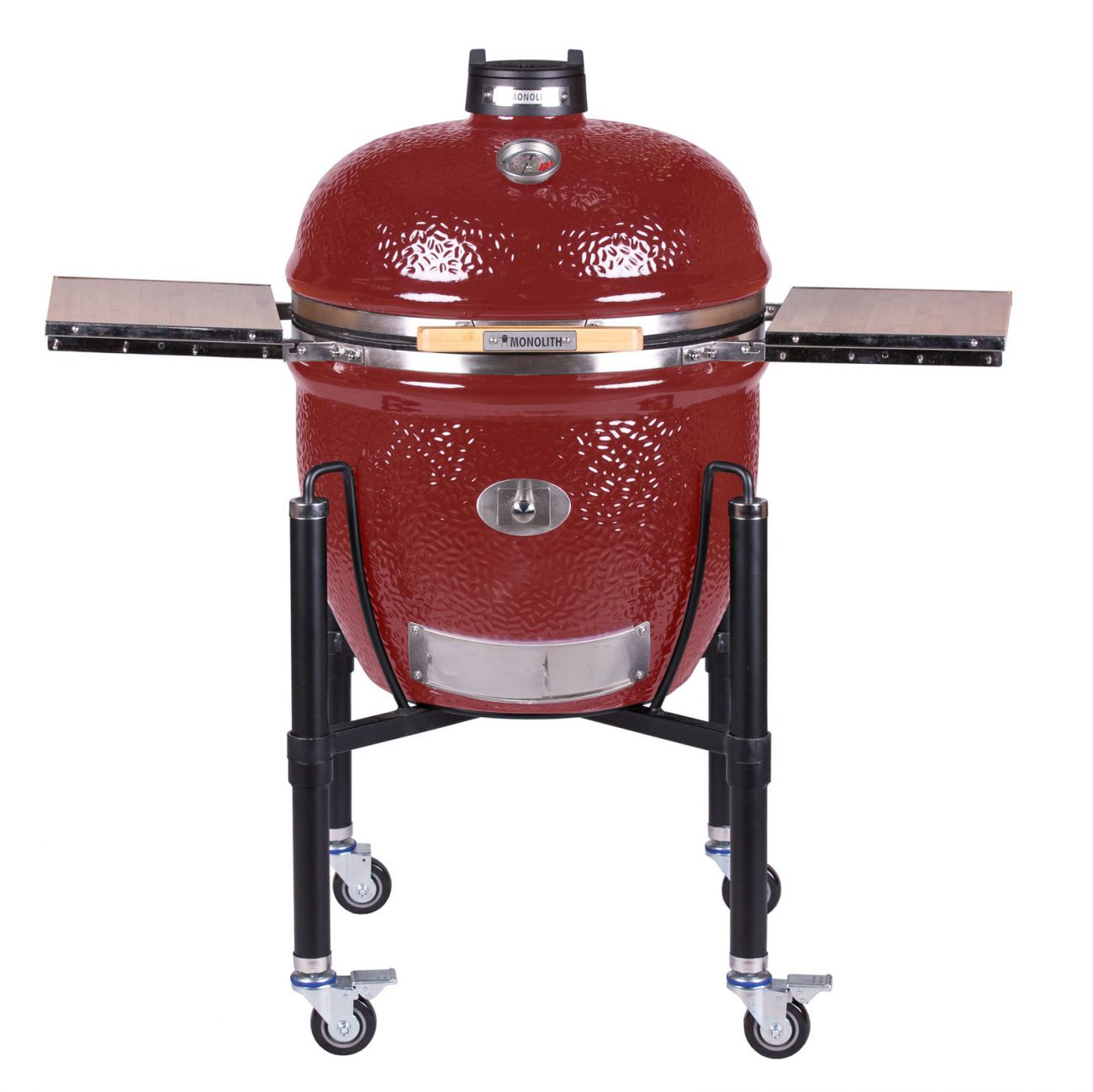 Керамический угольный гриль Monolith LeChef Pro 2.0 Red, 52 см, с ножками и столиками, красный