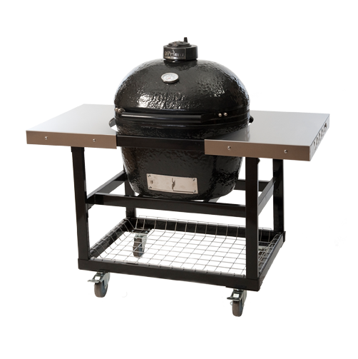Керамический угольный гриль Primo Oval 300 (Family), 38х56 см, на столе с металлическими столешницами