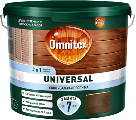 Пропитка Универсальная Omnitex Pinotex Universal 2 в 1 2.5л Полуматовая на Водной Основе для Защиты Древесины до 7 Лет / Омнитекс Пинотекс Универсал