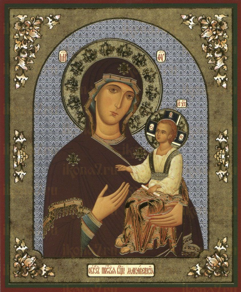 Макарьевская икона Божией Матери рукописная на липовой доске (24056)