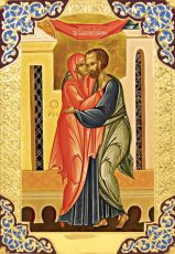 Иоаким и Анна Праведные рукописная Икона на липовой доске (22701)