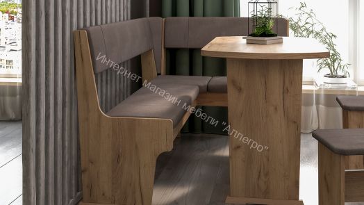 Кухонный уголок «Рио» Дуб Крафт золотой, Микровелюр Duna Stone