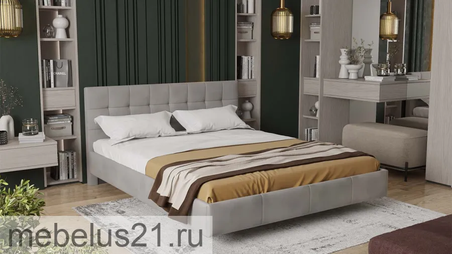Кровать 160 Эмма Тип 1 (без подъемного механизма) Велюр светлый