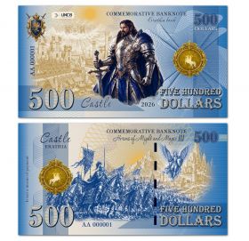 500 dollars Heroes 3 Castle. Замок. Памятная банкнота. UNCB Oz Msh