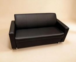 Диван "Baron" (ш1400*г700*в750мм) экокожа черный матовый