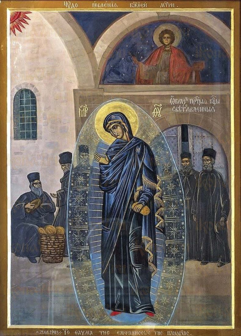 Светописанная икона Божией Матери рукописная на липовой доске (24100)