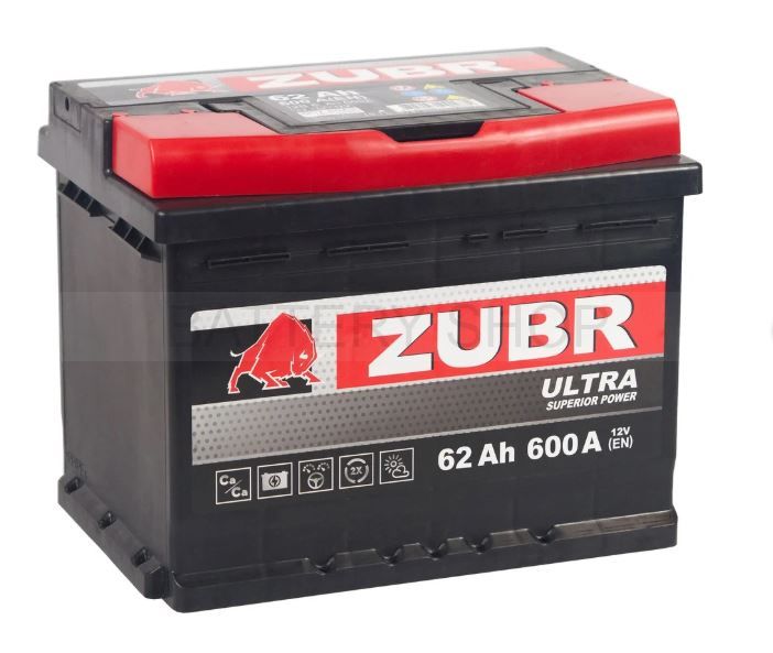 Zubr Ultra 62 Ач 600 А обрат. поляр. LB2 НИЗКИЙ
