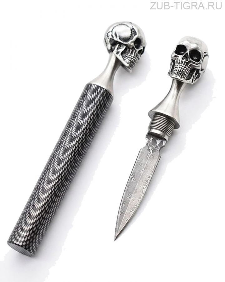 Нож тычковый Scull damascus