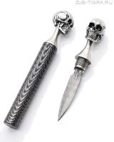 Нож тычковый Scull damascus