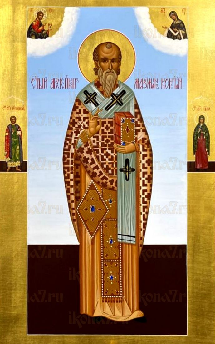 Максимиан Константинопольский икона рукописная на липовой доске (22743)